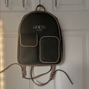 GUESS Black Backpack with Brown Trim